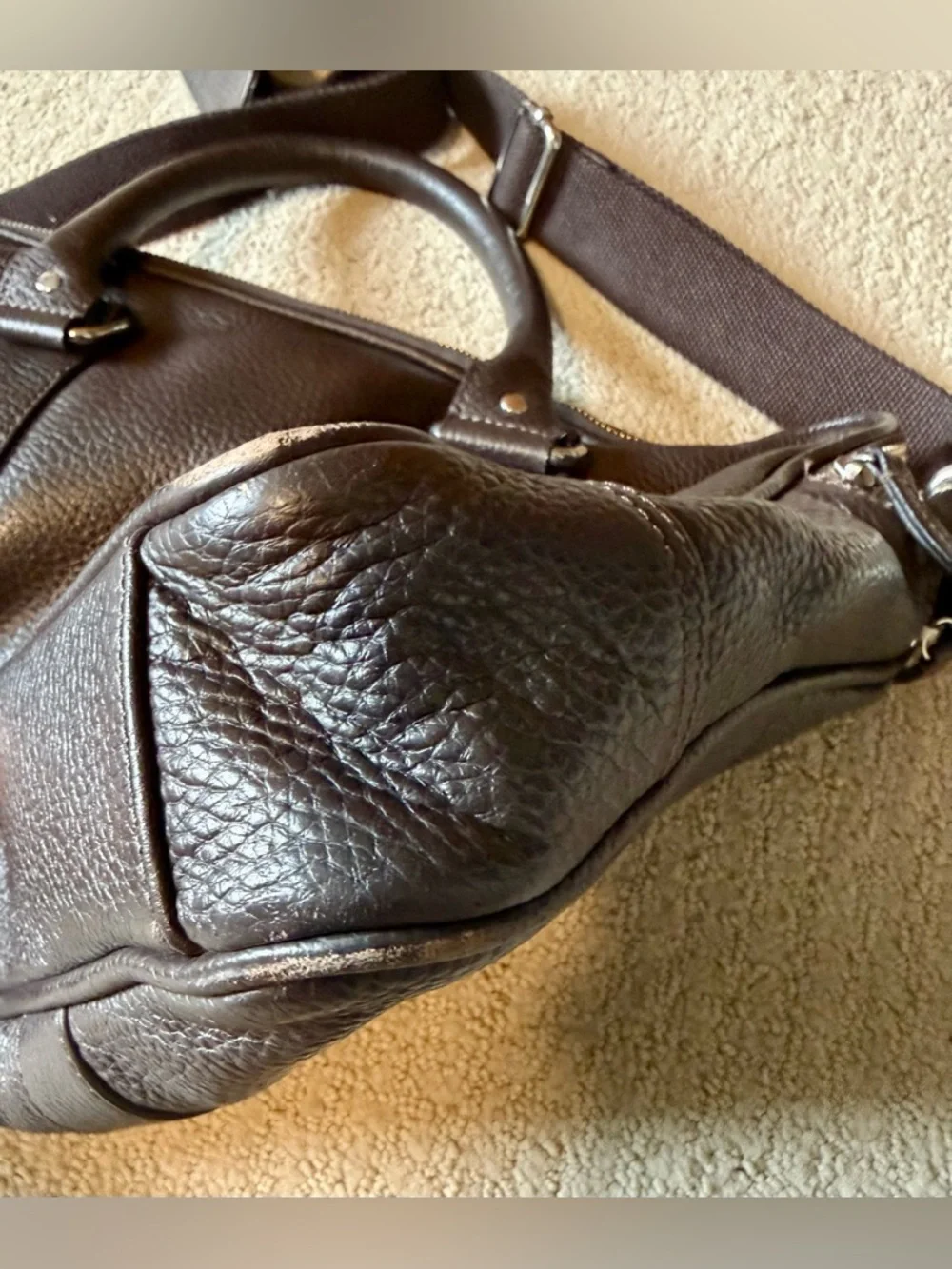 Cole Haan Dark Brown Leather Briefcase with Shoulder Strap